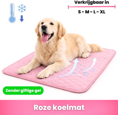 Koelmat Hond & Kat | Roze XL | 100x70 cm | Verkoelingsmat Zonder Giftige Gel | Natuurlijke Koelwerking | Anti-Slip | Wasbaar