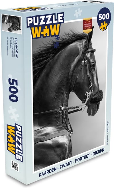 Puzzel Paarden - Zwart - Portret - Dieren - Legpuzzel - Puzzel 500 stukjes