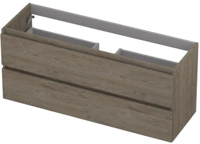 INK - Onderkast 2 Laden Greeploos met Houten Keerlijst - 1200x400x520 Mm - Greige Eiken
