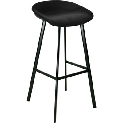 KICK® FINN Barkruk Zwart – Zithoogte 80 cm – Velvet – Stalen Frame