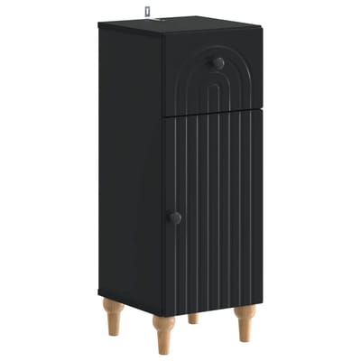 vidaXL - Badkamer - Opbergkast - ALKMAAR - Zwart - 30 - x - 31 - x - 80 - cm - Bewerkt - hout