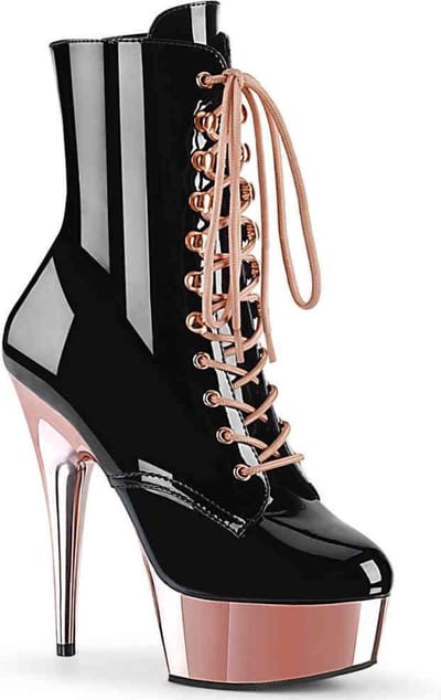 Pleaser - DELIGHT-1020 Plateau Laarzen - US 5 - 35 Shoes - Zwart/Roze