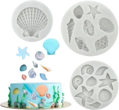 Siliconen Mallen Set voor Zee Dieren, Schelpvormen en Fondant Decoratie voor Taarten en Chocolade, DIY Bakaccessoires
