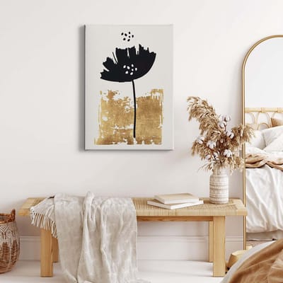 Canvas print DD123156 Black Flower A.S. Création 0,5 x 0,7 m Goud Kantoor Hal/Gang Keuken Slaapkamer Woonkamer