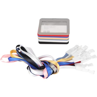 10 stuks Badgehouder Assorti Kleur Mat Plastic Afgeronde Hoek Bus Kaarthouder met Lanyard voor white