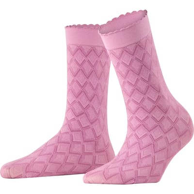FALKE Ice Dune gedessineerd materiaal halfdoorzichtig 60 DEN sokken dames roze - maat 35-38