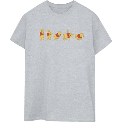 Disney Dames/Dames Winnie De Poeh Stretching Katoenen Vriendje T-shirt (Sportgrijs)