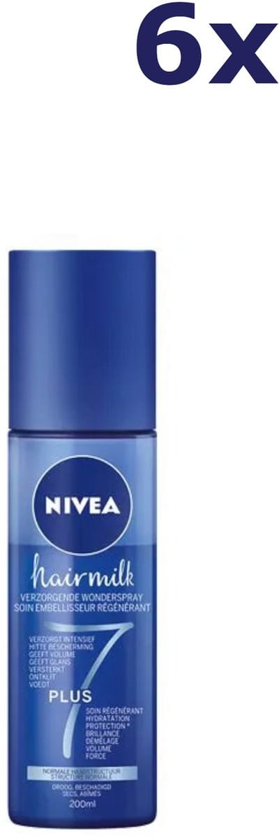 6x Nivea Hairmilk Verzorgende Wonderspray voor Normaal Haar 200ML