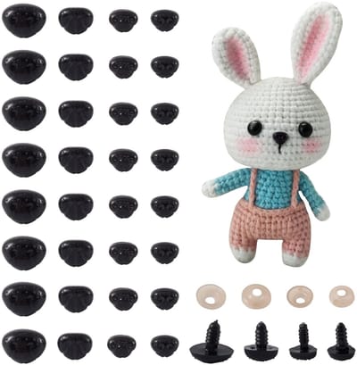 Dailygoods- Veiligheidsneuzen 100 Sets - Kunststof Hondenneuzen - Ambachtelijke Poppenneuzen - Voor Amigurumi/Teddybeer - 4 Maten - Inclusief Sluitringen