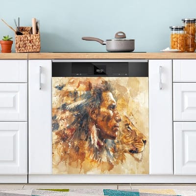 Vaatwasser Hoes - Apparaat Sticker - Keuken Decoratie - Magnetisch Bevestigd - 23x26 Inch - Luipaard Print
