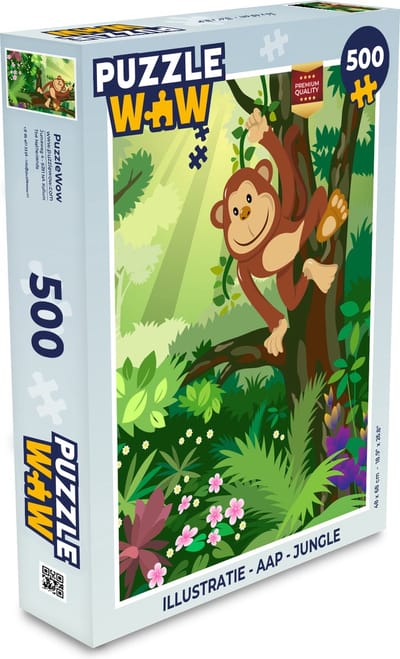 Puzzel Aap - Jungle - Jongens - Meisjes - Bloemen - Kids - Legpuzzel - Puzzel 500 stukjes