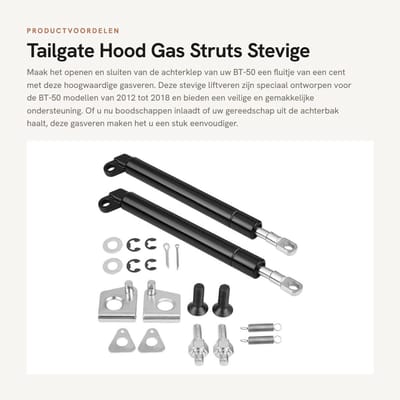 Dailygoods- Gasveer voor Klep - Vervangingsset voor BT-50 2012-2018 - Stalen Gasveren - 1 Paar - Schokbestendig - Gemakkelijk in gebruik - Tailgate Gas Strut