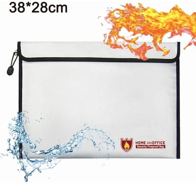 Oneay Brandwerende documententas 38 x 28 cm – Brandwerende en waterdichte opbergtas voor A4-documenten, paspoorten, bankdossiers, contant geld en overige waardevolle spullen