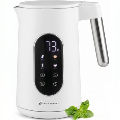 HomeShift® Waterkoker met Temperatuurregeling - Warmhoudfunctie - Dubbelwandig - Elektrisch - 1,7 Liter - 2200W - Wit