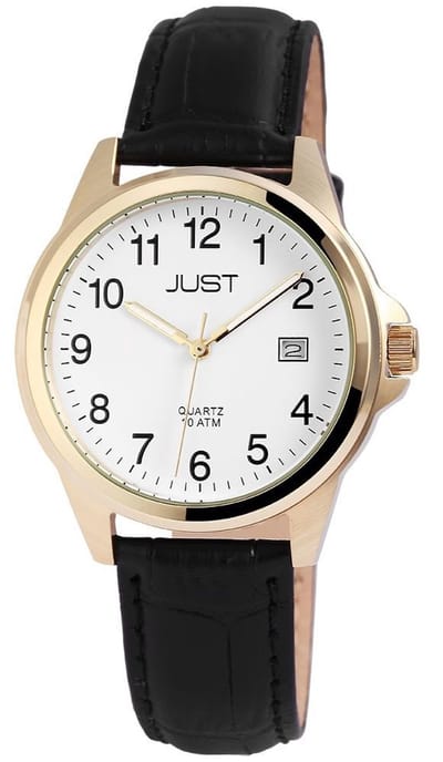 JUST herenhorloge echt leer Troy, datumweergave