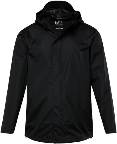 JAY-PI - Heren - Regenjas waterdicht capuchon opbergzakje - Zwart - Maat 3XL