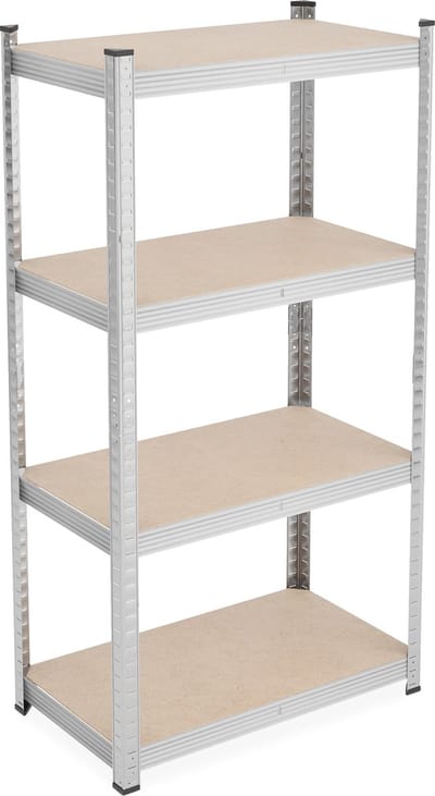 stellingkast - 138x70x40 cm - 200 kg - verzinkt staal - kelder - garage - modulair - zilver
