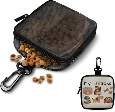 Dailygoods- Hondensnoepzak Handsfree - Draagbare Traktatiezak - Karabijnhaak - Compact Formaat - 11 x 12 cm - Lichtgewicht - Hondensnoep