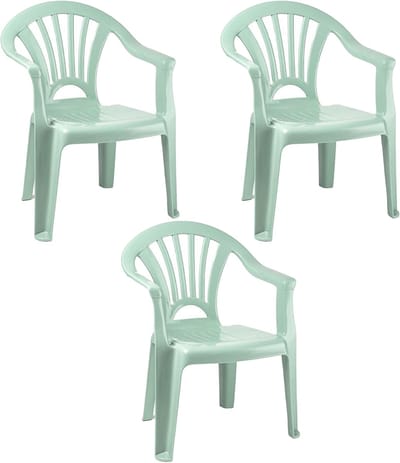 Trendoz Kinderstoel - 3x - kunststof - mintgroen - 35 x 28 x 50 cm - tuin/camping/slaapkamer