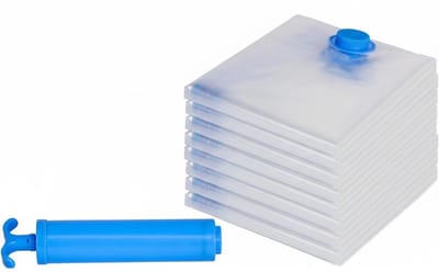 Famanu – Vacuümzakken voor kleding - 8 jumbo - 100 x 80 cm - opbergzak - vacuüm herbruikbare kledingzak met handpomp - voor kleding - dekens - dekbedden - beddengoed - kussens