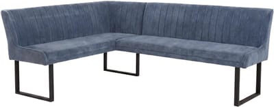 Hoekbank MCW-O82, eetkamerbank, Oeko-Tex (310 g/m²) chenille stof/textiel, metaal, 159 x 210 cm ~ blauw