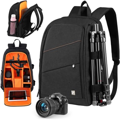 ZoeZo Cameratas Rugzak - Waterdichte Camera Rugzak - Schokbestendig - Cameratas spiegelreflexcamera - Incl Laptopvak en Regenhoes - Voor Canon en Nikon - Zwart
