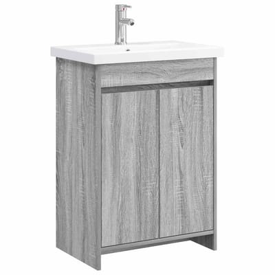 vidaXL - Badkamermeubel - Set - Grijs - Sonoma - 61 - x - 40 - x - 84,5 - cm - Bewerkt - hout