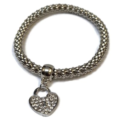 Aramat Jewels | Armbanden | Popcorn Hartje Stalen Armband Rekbaar | |8mm | Metaal | Volwassenen | Cadeautje