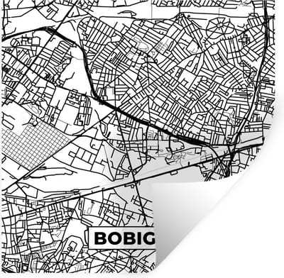 Muurstickers - Sticker Folie - Stadskaart - Frankrijk - Bobigny - Kaart - Plattegrond - Zwart wit - 100x100 cm - Plakfolie - Muurstickers Kinderkamer - Zelfklevend Behang XXL - Zelfklevend behangpapier - Stickerfolie