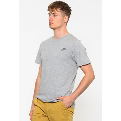 Nike geborduurd Futura T-shirt in grijs heather- en zilverkleurig logo
