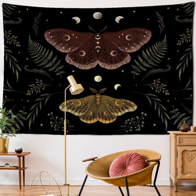 Fantoom Psychedelische Vlinder Wandkleed Zon Maan Ster Matras Esthetische Kamer Polyester Wandkleed Wanddecoratie 150x100 cm