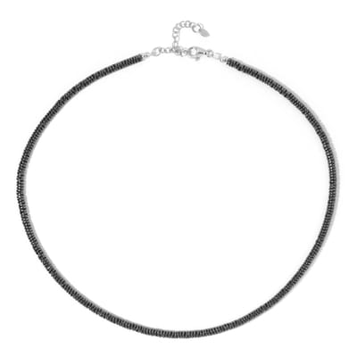 Cavill - 925 Sterling Zilveren Halsketting - Zwarte Hematiet Kralen 88,941 ct - Modern & Elegant - Verstelbaar 45-50 cm