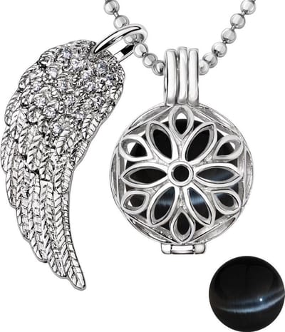 Engelenroeper 18mm Bolhouder met Ketting 90cm en Bolletje - Dames - Zilverkleurig Bloem - EBS18097