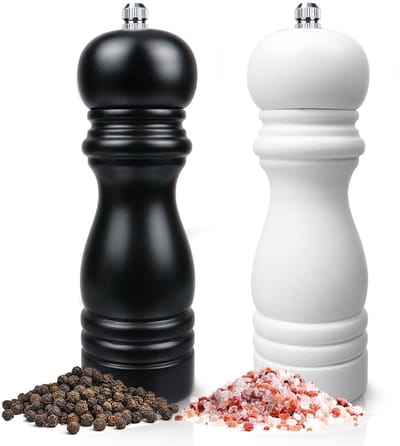 Dailygoods- Pepermolen Set - Houten Kruidenmolens - Verstelbaar Keramisch Maalwerk - Eenvoudig Navulbaar - 15,2 cm - Keukenaccessoires - Kruidenmolen