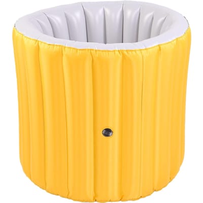 Baignoire Pliable pour Adulte PVC Gonflable Portative Baignoire d'Immersion avec Pompe pour Salle de Bain SPA Petits Espaces Jaune