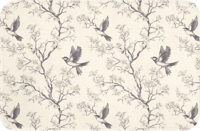 WC mat 60x40 cm - Antislip - Takken - Vogels - Beige - Toiletmat - Vloermat - Douchemat - Toilet tapijt - Toiletmatten