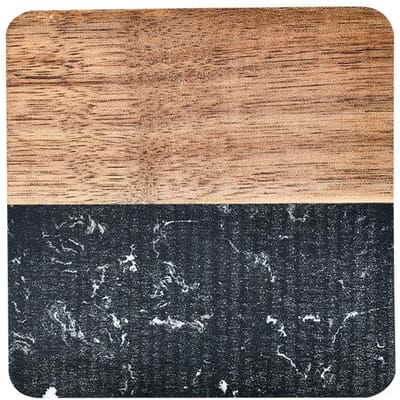 Sous-verre en marbre Sous-verre à coutures en bois Sous-verre pour café et thé Carré Rond Napperon pour tasse à thé Ornement de décoration de bureau à domicile 10x10 cm&Rectangular noir
