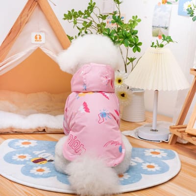 Huisdierkleding voor Herfst en Winter Kleine Honden Katten Bedrukt Winddicht Riemen Hoeden Twee Benen Kleding Teddyberen Kleine Honden XL