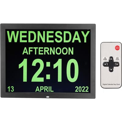15 inch digitale dagklok Groot HD-scherm Afstandsbediening 10 talen Kalender Alarm met datum en US PLUG