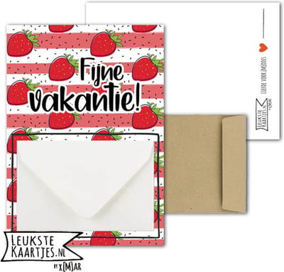Geldkaart met mini Envelopje -> Vakantie tijd – No: 02 (Aardbeien) - LeuksteKaartjes.nl by xMar
