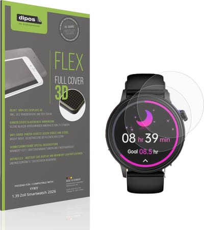 dipos FLEX – 2x Matte Screenprotector geschikt voor YYKY 1.39 Zoll Smartwatch 2026 | Volledige Schermbescherming | Case-Friendly
