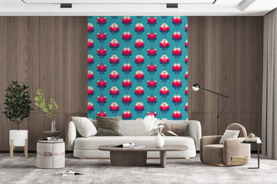 Behang - Fotobehang Patronen - Retro - Bloemen - Lelie - Breedte 165 cm x hoogte 220 cm