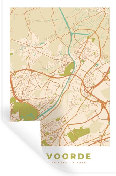 Muurstickers - Sticker Folie - Plattegrond - Stadskaart - Vintage - Vilvoorde - Kaart - 20x30 cm - Plakfolie - Muurstickers Kinderkamer - Zelfklevend Behang - Zelfklevend behangpapier - Stickerfolie