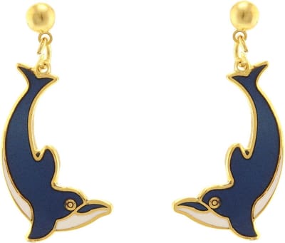 Behave - Oorbellen dolfijn blauw-wit - maritieme zomertrend