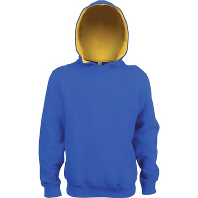 Kariban Kinder hooded sweater met gecontrasteerde capuchon K453 - Light Royal Blue / Yellow - 6/8 Y (6/8 ans)