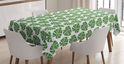 ABAKUHAUS Jungle Leaves Tafelkleed – Pauwengroen 140x240 cm – Wasbaar