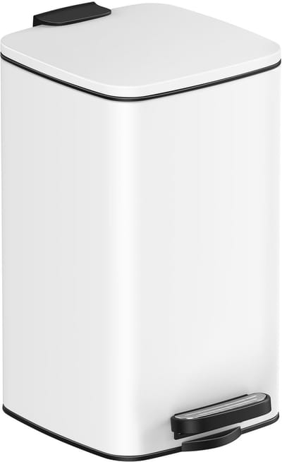 Dailygoods- Afvalemmer 8 liter - Prullenbak voor badkamer - Kleine afvalbak - Met deksel - Softclose techniek - Stalen buitenbak - Handvat voor eenvoudig vervoer