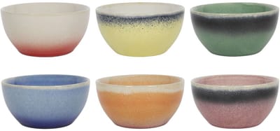 Studio Tavola Kleine Kommen Fire - Set van 6 - Schaaltjes - Bowls - Aardewerk - Kleurenmix Vaatwasserbestendig Ø 10 cm