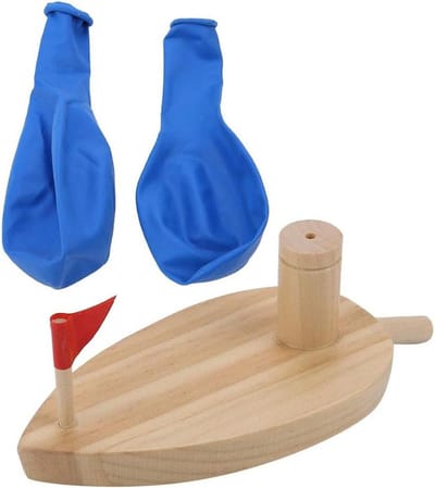 Houten Ballonnen Boot - Waterspeelgoed Badspeelgoed - Badtijd Plezier - Veilig Glad Hout - 15 x 8 x 8 cm