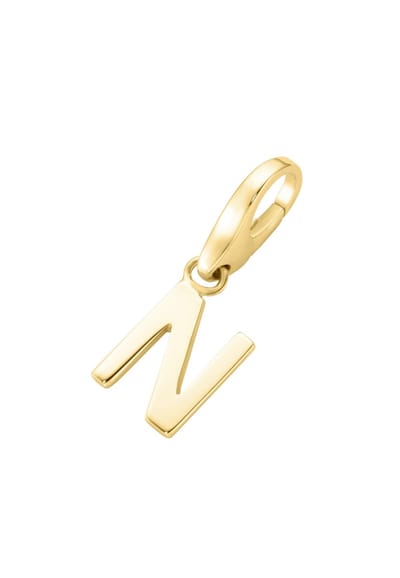 Gouden (verguld) bedel | Letter N | Giorgio Martello | 925 Zilver